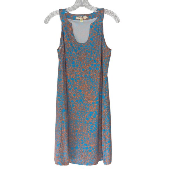 Aryeh sleeveless Turquoise and Orange Floral Abstract Summer Dress size Small - Picture 4 of 11